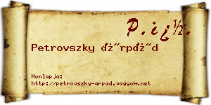 Petrovszky Árpád névjegykártya