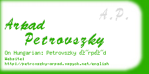 arpad petrovszky business card
